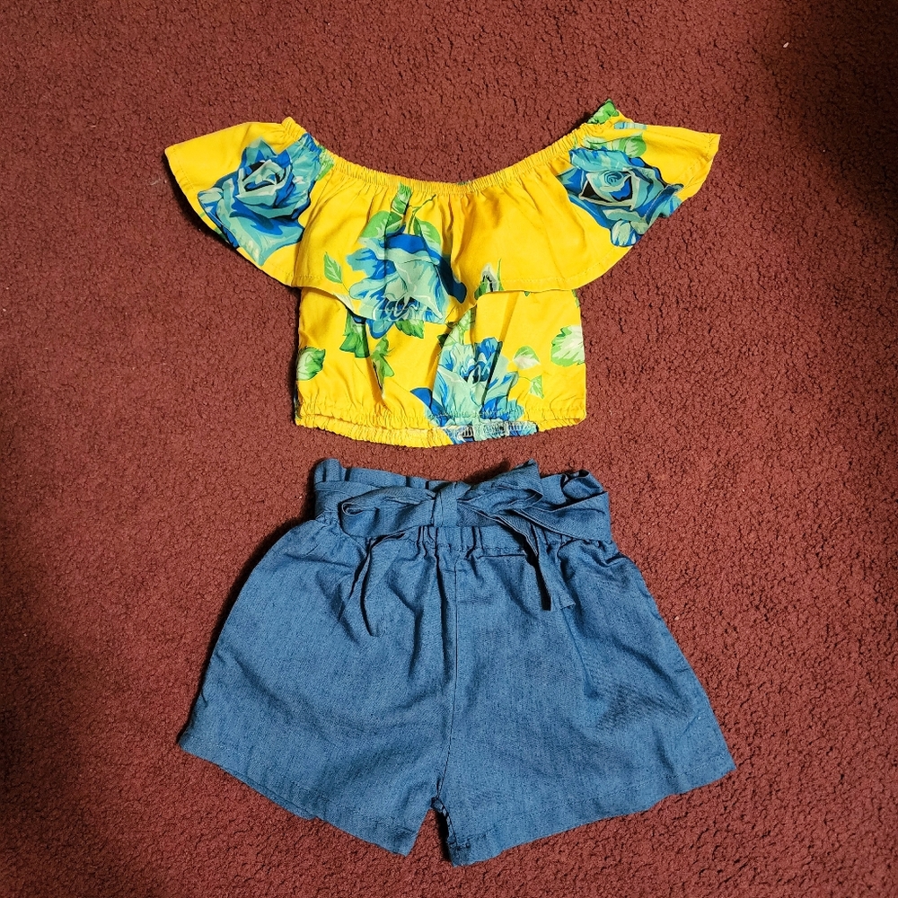 18-24 Month Toddler Girl Shorts and Crop Top Set